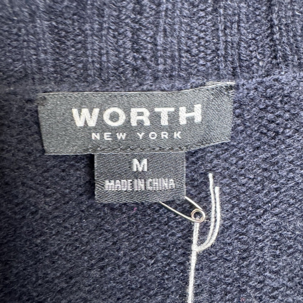 Worth New York Wool Cashmere Cardigan Sweater Navy Blue Medium Button Front NWT - Picture 3 of 8